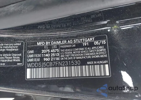 2015 Mercedes-Benz Cla 45 Amg 4Matic z USA, uszkodzony, nr VIN WDDSJ5CB7FN231530